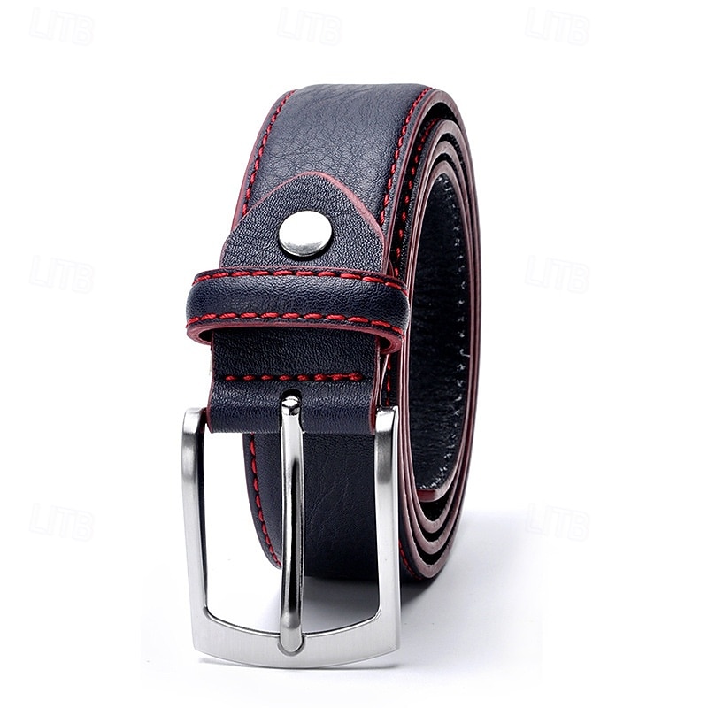 Men's Belt Waist Belt Black Royal Blue PU Leather Alloy Durable Adjustable Plain Outdoor Daily4