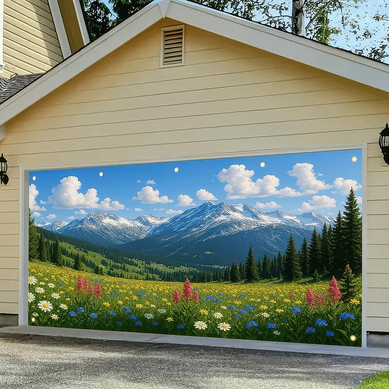 Tapestry Garage Door Cover Large Hanging Backdrop Nature Mountain Forest Rustic Cottagecore 3D Party Outdoor Shooting Backgrounds Front Door Home Decor2