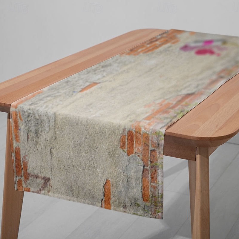 1PC Simple Graffiti Table Runner Table Flag - Digital Printed Rectangular Tablecloth for Restaurant, Banquet, Party Decoration (33x180cm/13x70.5in)