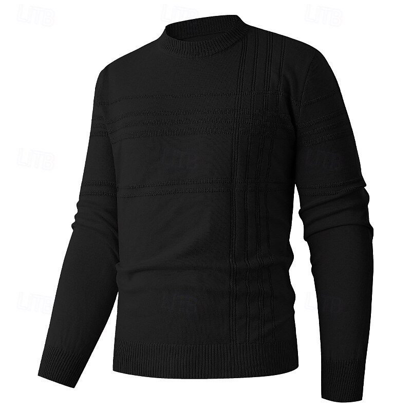 Men's Sweater Pullover Sweater Jumper Ribbed Knit Regular Tops Knitted Slim Fit Plain High Neck Knitwear Contemporary Casual Daily Wear Clothing Apparel Fall Black Green S M L4