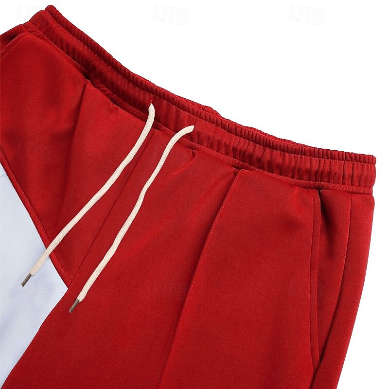 Men's Sweatpants Trousers Straight Leg Sweatpants Drawstring Pocket Elastic Waist Color Block Comfort Sports Outdoor Daily Fashion Casual Black Red Micro-elastic4