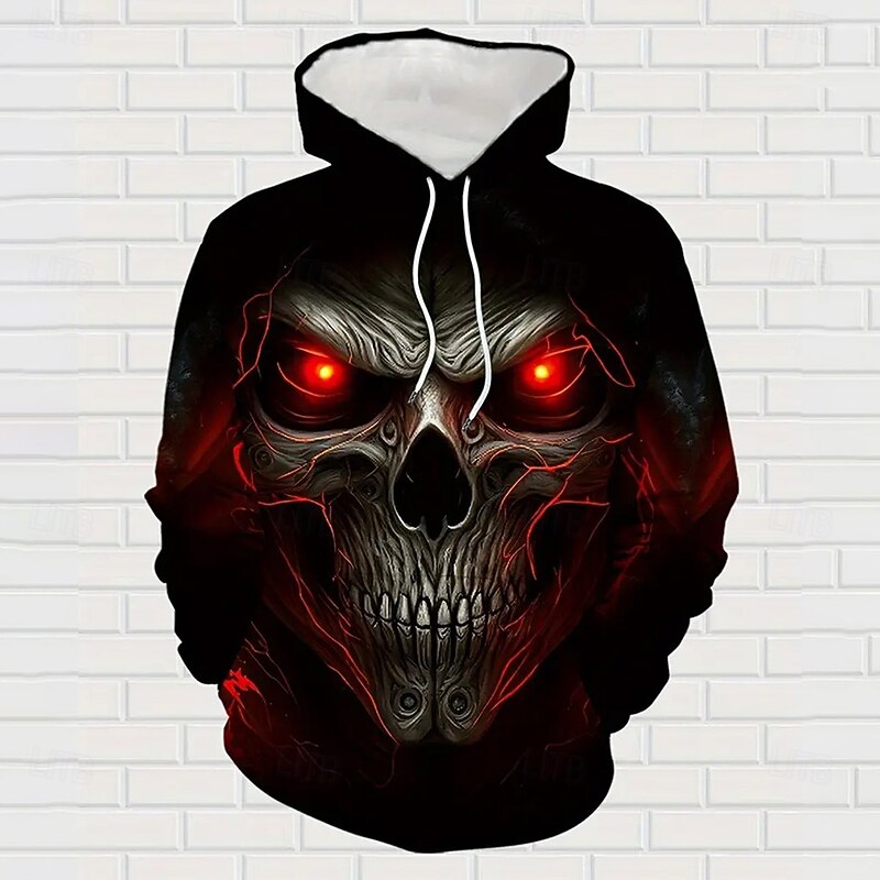 Halloween Men's Skull 2pcs 3D Sweatshirt Sets Tracksuit Hoodie Sweatshirt Long Sleeve Long pants Hooded Casual Daily Street Athleisure 3D Print Hooded Spring Fall Winter Black3