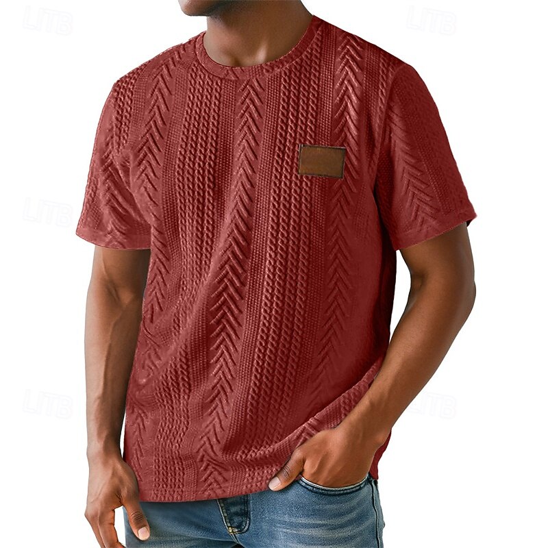 Men's T Shirt Tee Short Sleeve Shirt Tee Top Short Sleeve Crew Neck Summer Plain Fashion Designer Basic Jacquard Vacation Street Going out Black White Red Top Tee for Men