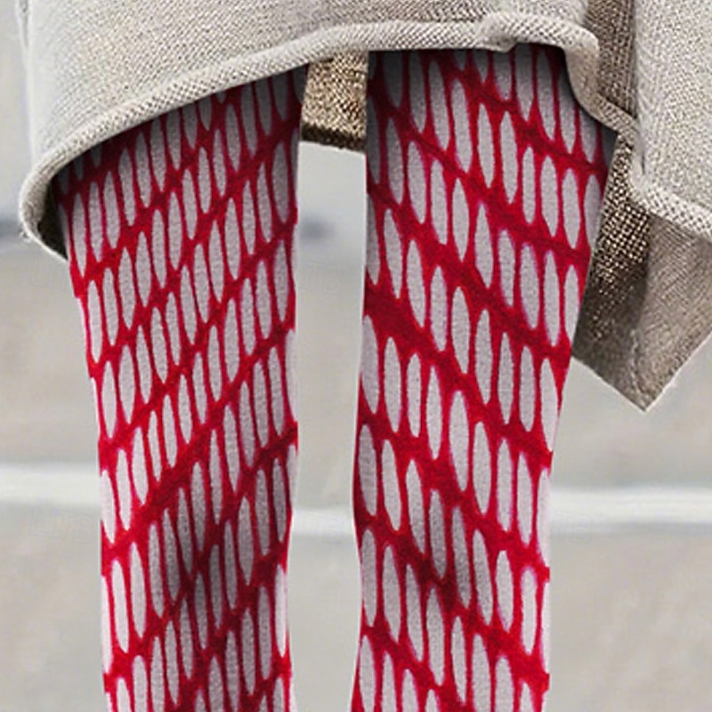 Women's Pants Trousers Leggings Cozy Leggings Streetwear Casual Full Length High Waist Geometic Elastic Waist Print Breathability Comfortable Stretchy Vacation Street Daily Wear Red Summer Spring Fall2