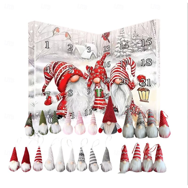 Christmas Advent Calendar with Gnome Doll Decorations, 24 Pieces Gnome Decor Ornaments Christmas Countdown Xmas Advent Calendar,Dwarf Ornaments , Christmas Vacation Advent Calendar Ornament for Kids4