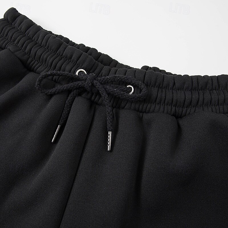 Men's Sweatpants Trousers Cargo Sweatpants Straight Leg Sweatpants Drawstring Pocket Elastic Waist Plain Comfort Sports Outdoor Daily Fashion Casual Black White Micro-elastic4