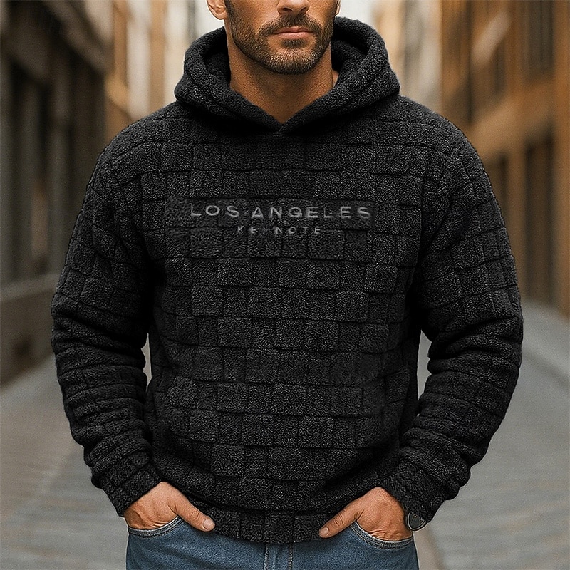 Men's Hoodie Pullover Hoodie Sweatshirt Fleece Hoodie Black White Navy Blue Hooded Plain Textured Sports & Outdoor Casual Daily Streetwear Cool Sportswear Fall Winter Clothing Apparel Hoodies3