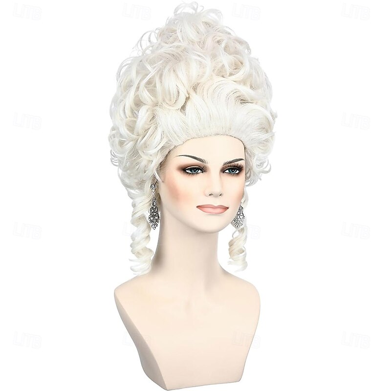 Platinum Blonde Wig for Women 18th Century Colonial Style Costume Blond Beehive Wigs fits Renaissance Queen Cosplay Halloween Party3
