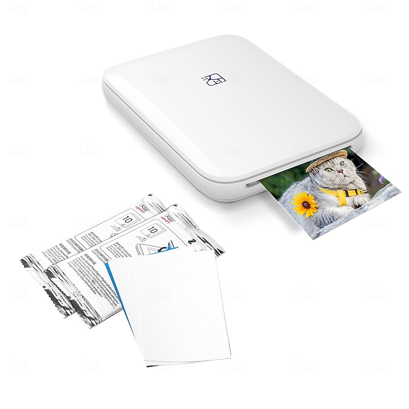 HPRT Wireless Portable Photo Printer - Mini colour printer for iOS/Android devices - Direct printing from mobile phones - High-definition colour reproduction (5 sheets of paper included)