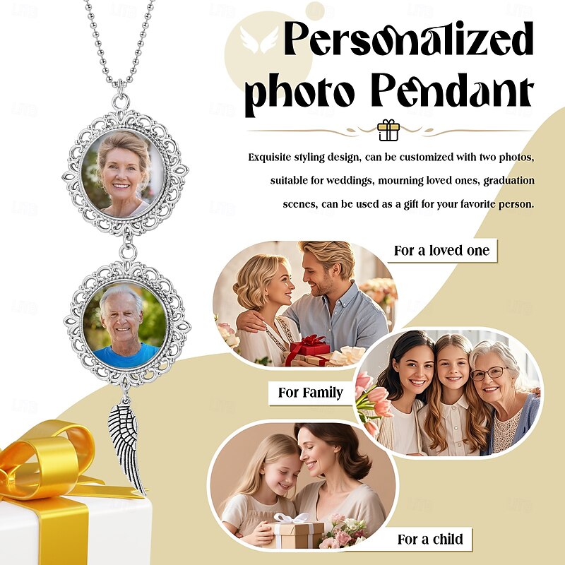 Personalized Memorial Photo Car Ornament Custom Sympathy Gifts For Loss Of Loved Ones  Pendant for Rearview Mirror or Bridal Bouquet, Memorial Keepsake Gift for Boyfriend, Girlfriend, Family, or Friends – Ideal Wedding or Anniversary Gift3