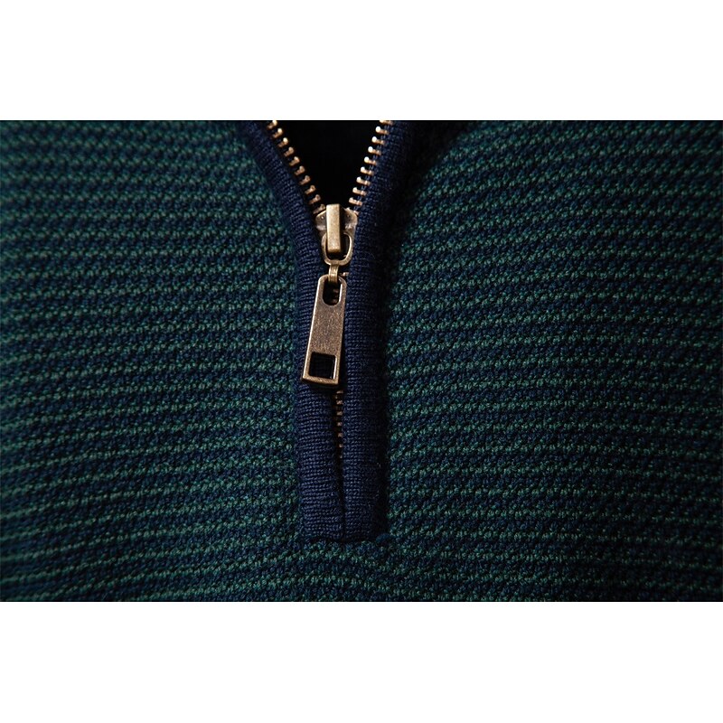 Men's Pullover Cable Knit Regular Tops Half Zip Color Block Geometic Standing Collar Elegant Vintage School Vacation Clothing Apparel Spring Fall Green Army Green S M L3