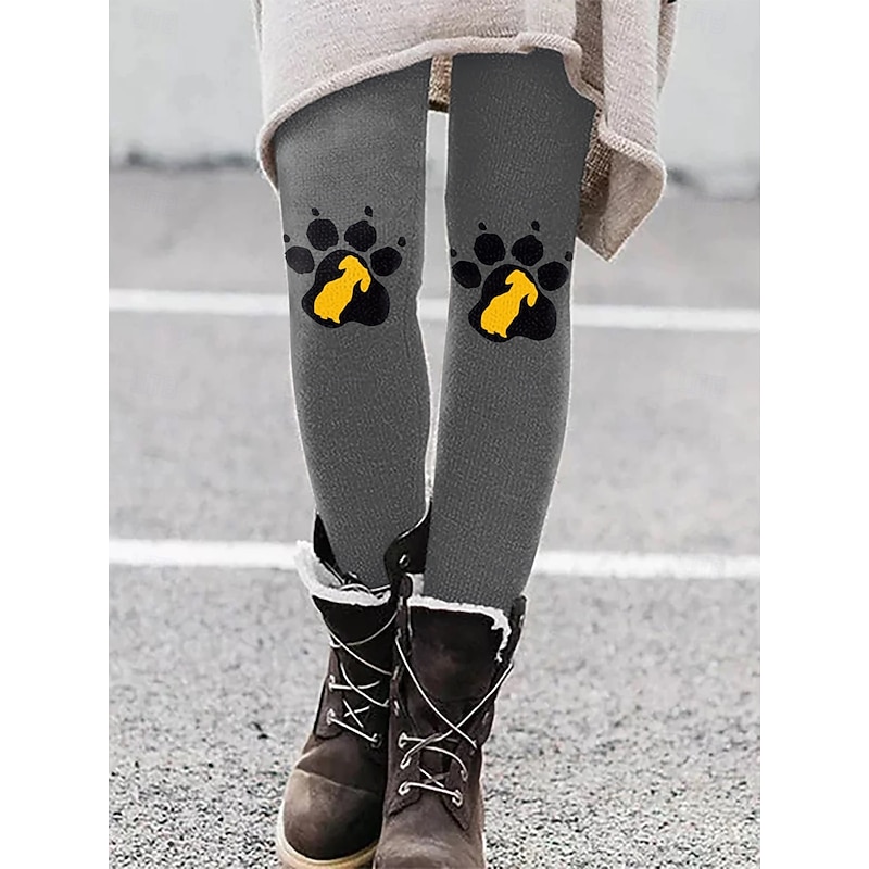 Women's Leggings Vacation Vintage Ethnic Style Ankle-Length High Waist Graphic Animal Cat 3D Print Quick Dry Breathability Soft Stretchy Outdoor Home Causal Black White Red Green Fall Winter Regular3