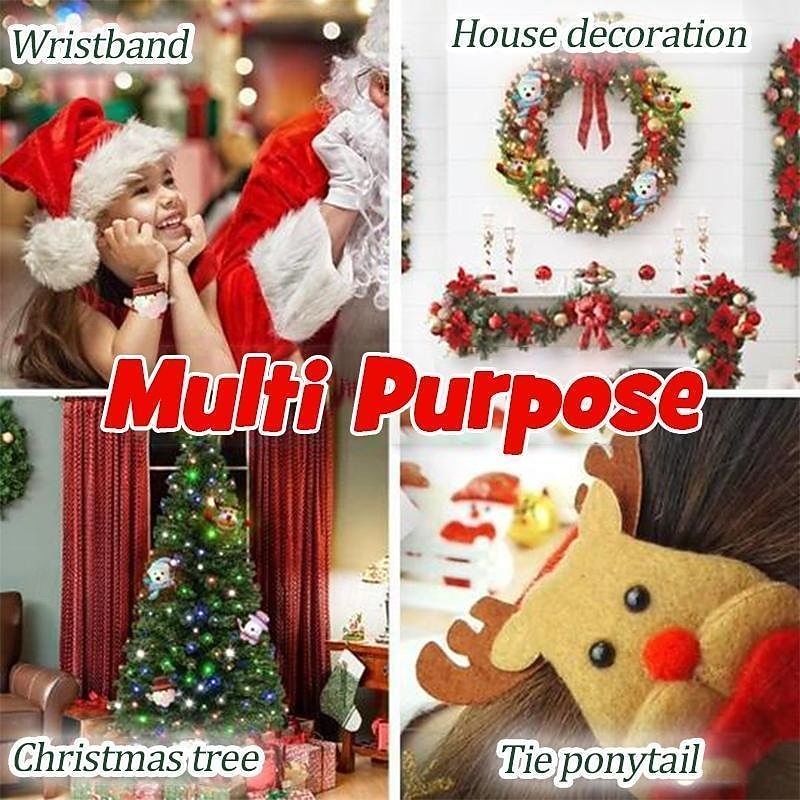 8Pcs Christmas LED Wristbands, Multi-Color Light-Up Slap Bracelets with Santa, Snowman, Reindeer & Ice Bear Designs, Holiday Party Favors for Kids & Adults3