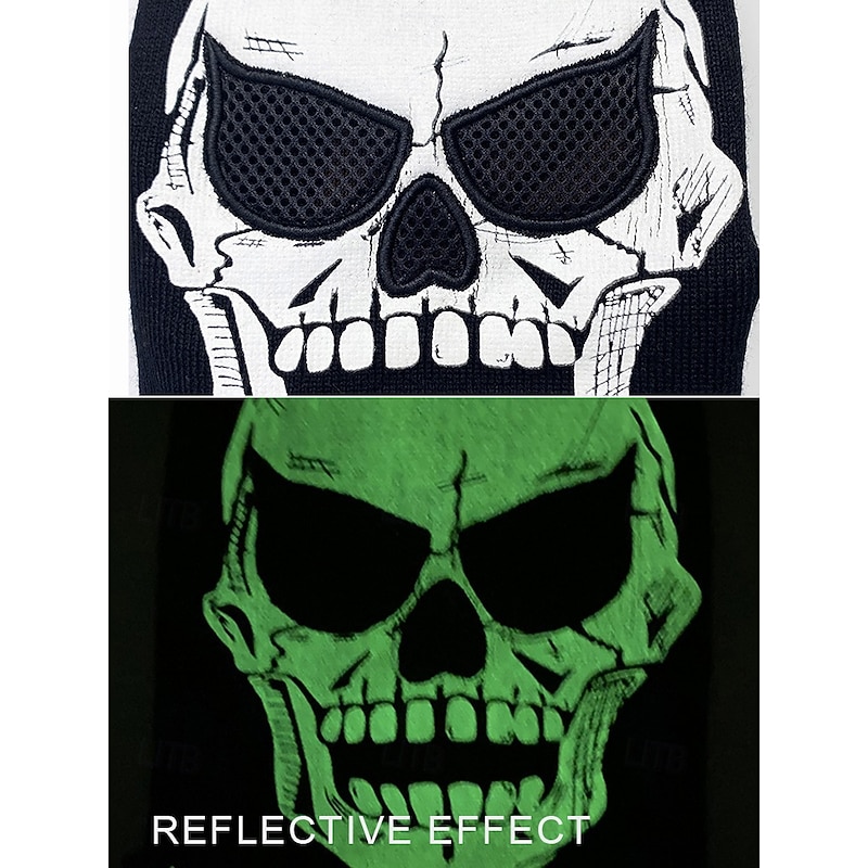 Men's Reflective Skull Beanie – Polyester Knit with Skeleton Print, Glow-in-the-Dark Effect – Perfect for Halloween and Casual Wear3