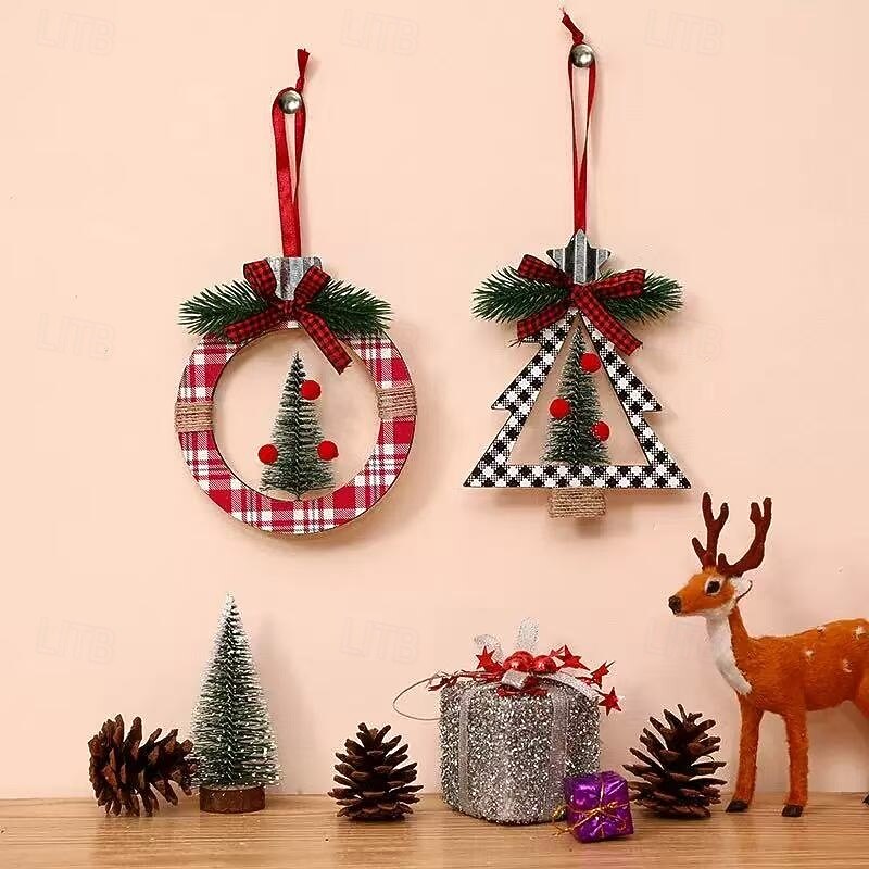 4pcs Mini Christmas Wreath Hanging Ornaments – Cedar Green Round Decor for Christmas Tree and Holiday Scene Decorations3