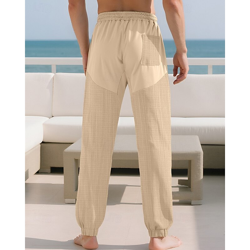 Men's Sweatpants Joggers Trousers Jacquard Drawstring Pocket Patchwork Comfort Sports Outdoor Daily Fashion Casual Black White Micro-elastic3