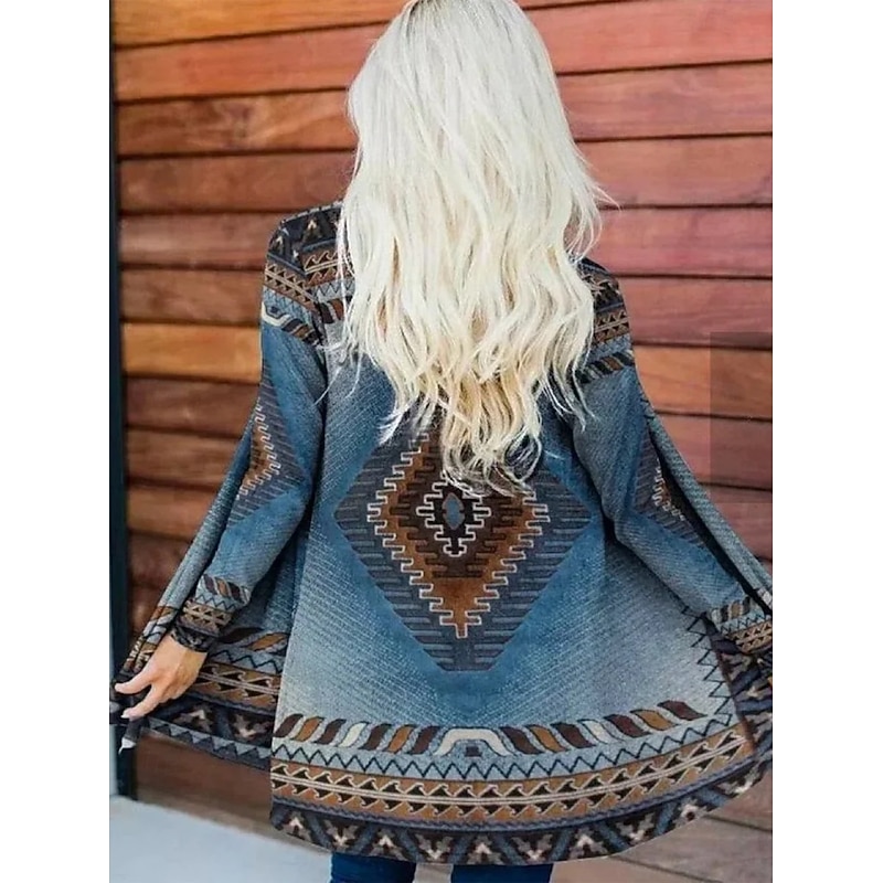 Women's Casual Jacket Warm Comfortable Irregular Hem Elegant Vintage Fashion Modern Street Casual Athleisure Daily Long Collarless Loose Fit Long Sleeve Outerwear Royal Blue Blue Green Fall3