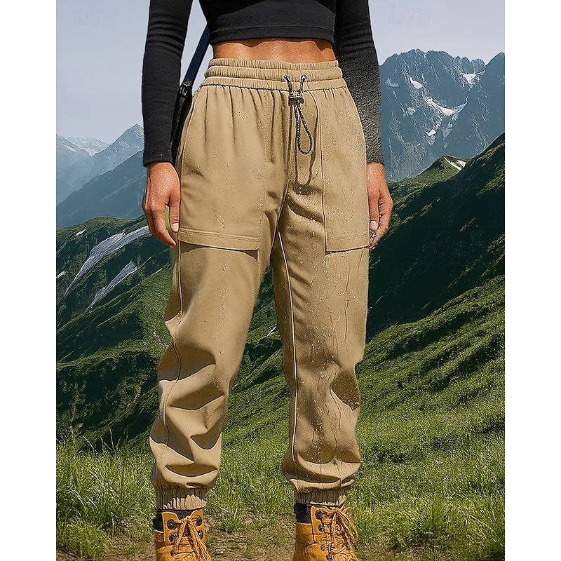 Women's Hiking Pants Trousers Casual Pants Winter Outdoor Regular Fit Waterproof Windproof Bottoms Pocket Elastic Waist Black Army Green Camping / Hiking Running S M L XL XXL