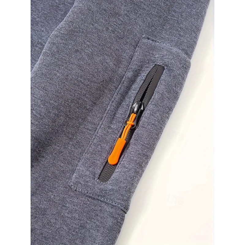 Men's Hoodie Full Zip Hoodie Tactical Hoodie Navy Blue Khaki Dark Gray Gray Hooded Plain Zip Up Zipper Pocket Sports & Outdoor Daily Holiday non-printing Streetwear Cool Casual Winter Spring &  Fall4