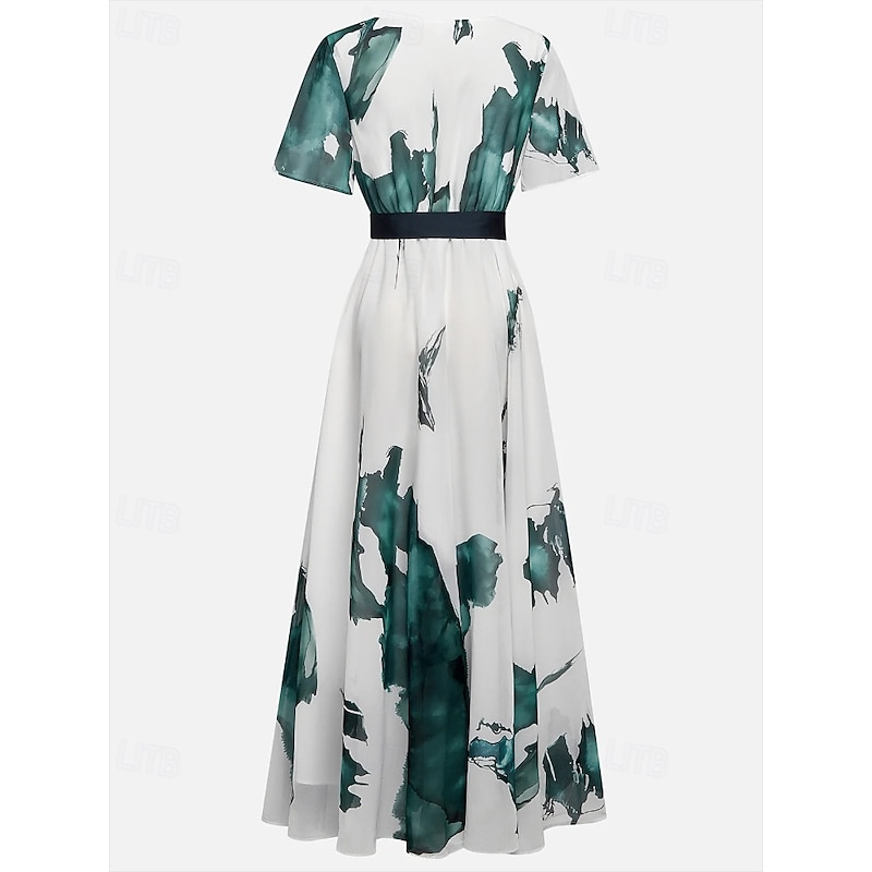 Women's Long Dress Maxi Dress Floral Dress Print Dress Fashion Modern Outdoor Vacation Holiday Regular Fit Flower Short Sleeve V Neck White Summer3