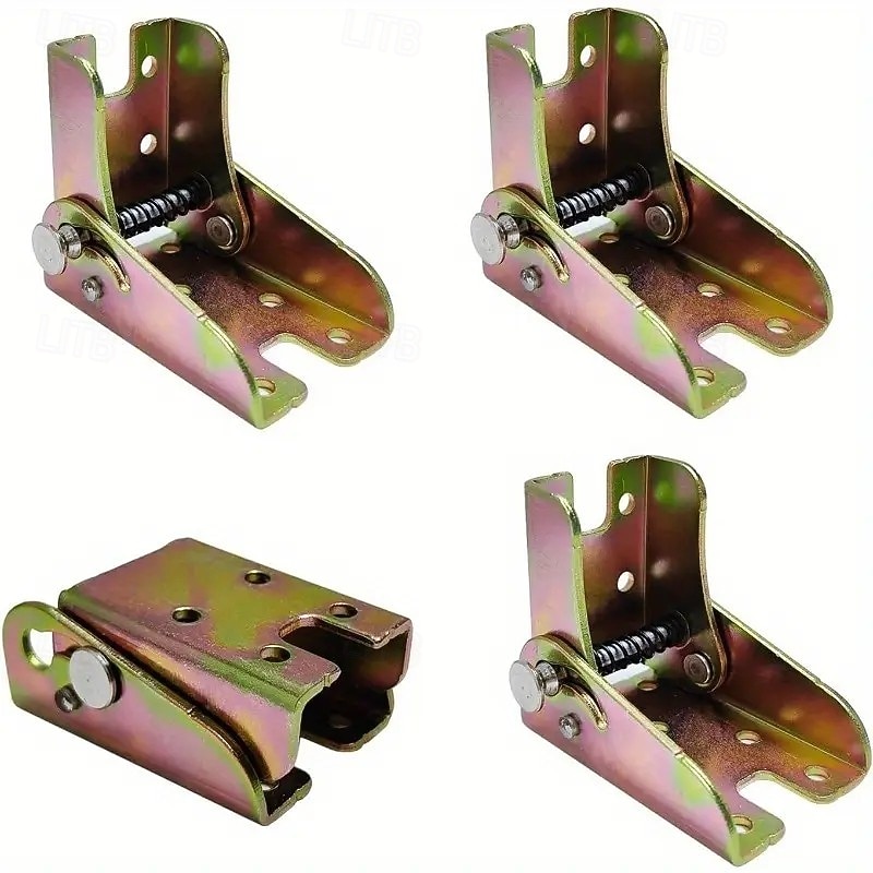 4 Pack Heavy-Duty Folding Table Leg Brackets with Self-Locking Hinges, Foldable Iron Brackets for Table Chair Bed Legs, Lock Extension Support Hinges with Screws2