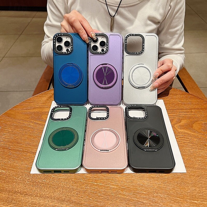 Phone Case For 16 15 14 Pro Max Plus 16e 13 Pro Max Back Cover Kickstand Shockproof Retro TPU PC3