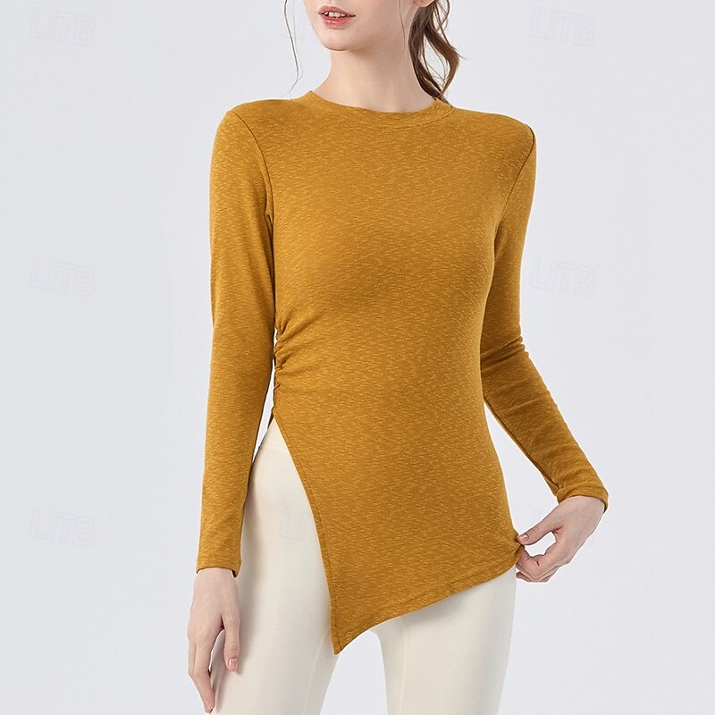 Women's Activewear Crew Neck Breathable Long Sleeve Sports Solid Color Top For Gym Athletic Sports Slim Activewear2