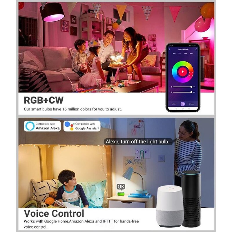 LED Ceiling Lights Recessed Lighting WIFI Bluetooth, Flush Mount Ceiling Light, Can Lights, RGB Color Changing, Dimmable, for Bedroom, Living Room, Kitchen Lighting Fixtures Ceiling4