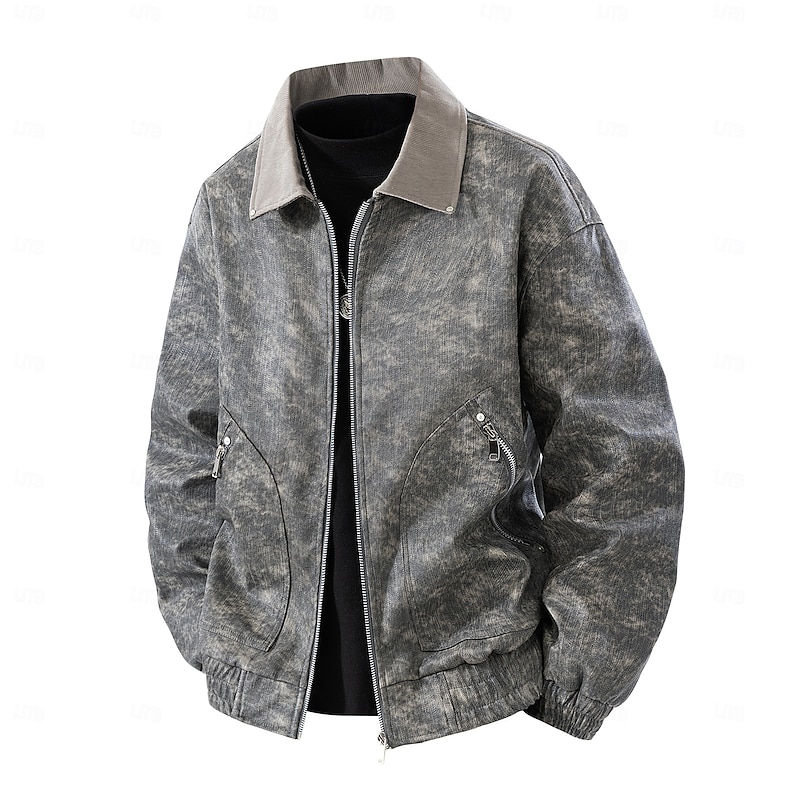 Men's Faux Leather Jacket Motorcycle Jacket Outdoor Casual Windbreaker Modern Style Fall Winter Solid Color Punk Active Regular Brown Light Grey Dark Grey Jacket2