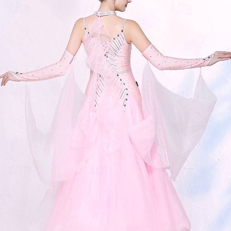 Ballroom Dance Dress Crystals / Rhinestones Women's Performance Party Sleeveless Imitation Silk2