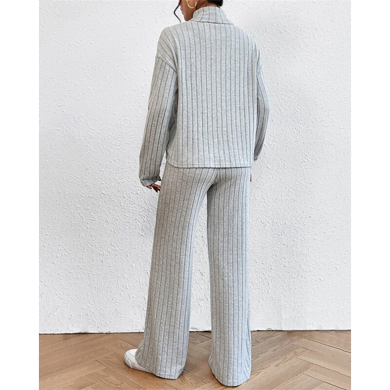 Women's Fashion Streetwear Blouse Skirt Sets Bolero Top Long Sleeve Turtleneck Solid Color Outdoor Work Casual Black Army Green Blue Fall Regular Fit4