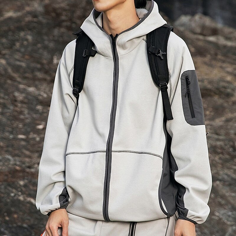 Men's Outdoor Jacket Hiking Jacket Sport Jacket Outdoor Quick Dry Hiking Outfits Hiking Clothes Spring Autumn / Fall Top Camping / Hiking / Caving Running Black White Khaki2