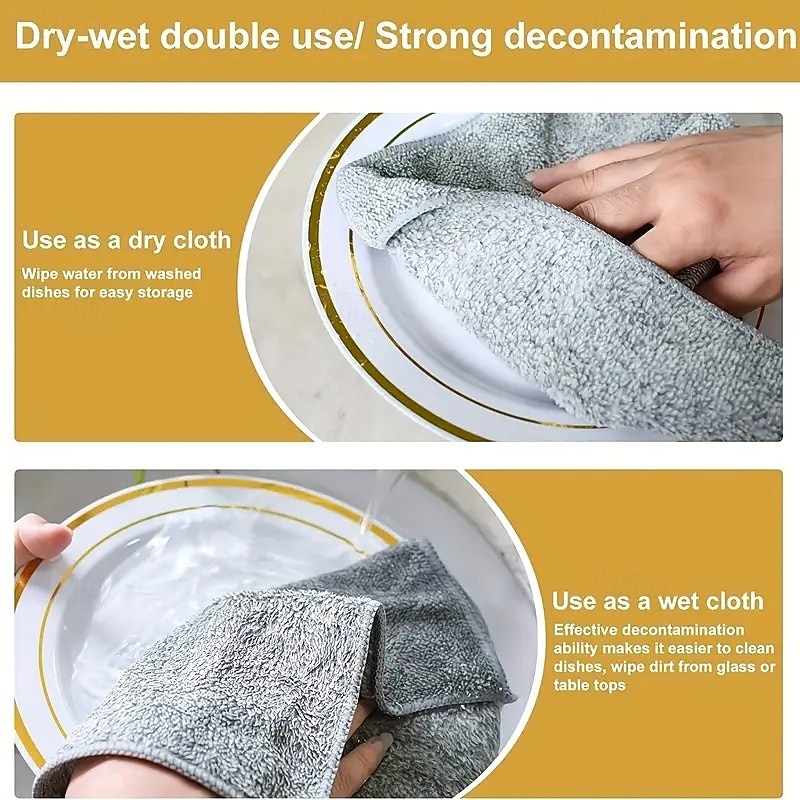10/20PCS Super Absorbent Microfiber Cleaning Cloths – Thick, Quick-Dry Bamboo Charcoal Fiber Towels for Car and Kitchen Use – Reusable and Washable4