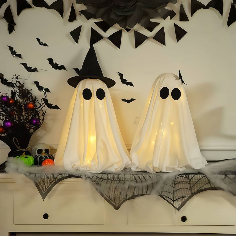 1 Pc Halloween indoor and outdoor courtyard desktop decoration ghost ornament lamp holiday party atmosphere decoration lights AA battery box4