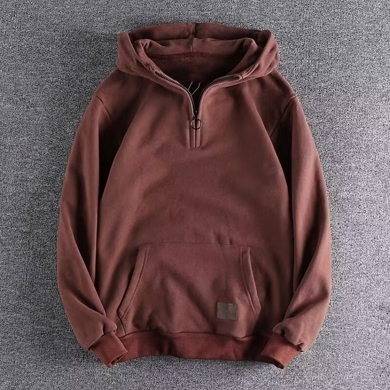 Men's Hoodie Zip Up Hoodie Pullover Hoodie Sweatshirt Quarter Zip Hoodie Wine Red Black Army Green Gray Hooded Plain Zip Up Sports & Outdoor Casual Daily Streetwear Cool Sportswear Fall Spring &  Fall4