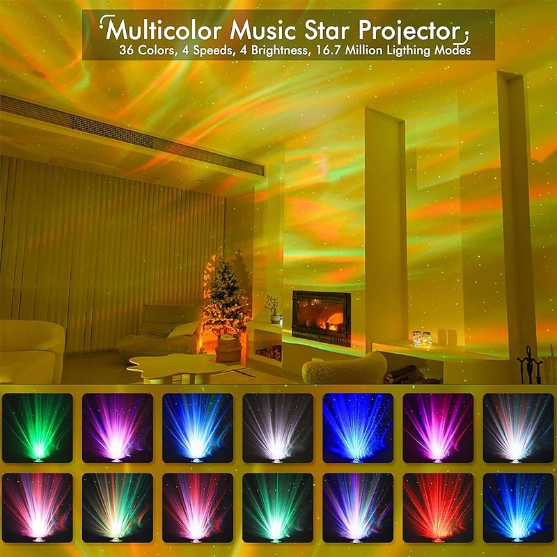 Projector Star Lights Projector for Bedroom with 33 Lighting Aurora Projector with Bluetooth 5.0 Speaker Smart APP 8 White Noises Night Light with IR Remote Timer for Kids Adults2