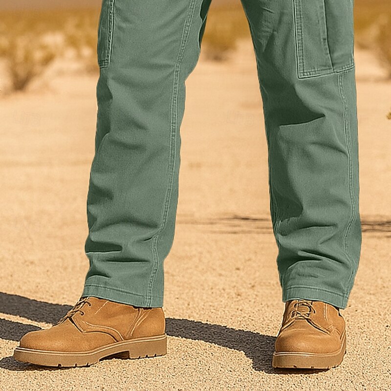 Men's Cargo Pants Linen Pants Trousers Summer Pants Baggy Pants Elastic Waist Plain Comfort Breathable Full Length Outdoor Casual Daily Vacation Fashion Black 1# White Inelastic3