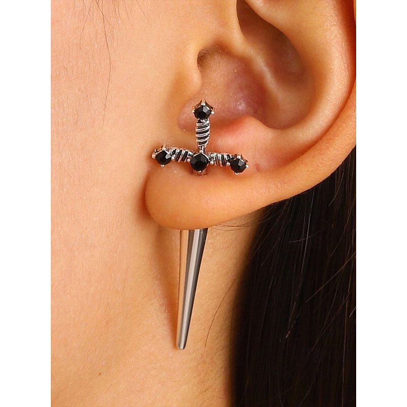 Women's Halloween Gothic Cross Dangle Earrings – Punk Spike Drop Stud Jewelry for Party, Cosplay and Nightlife2