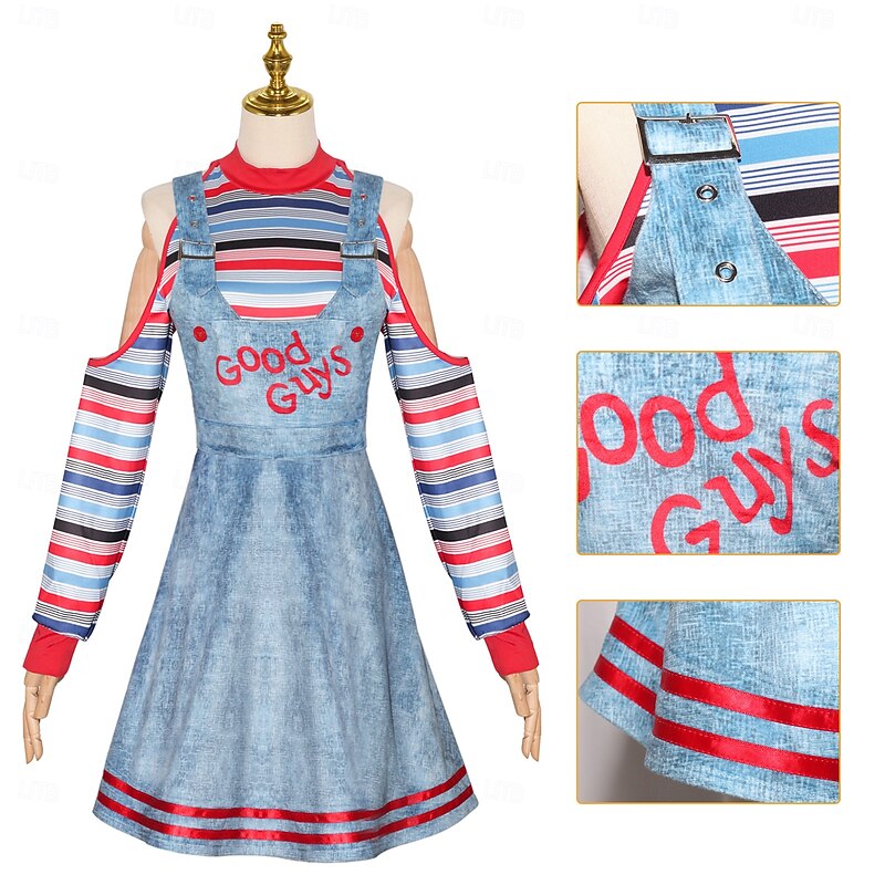 Chucky Scary Doll Halloween Dress Fancy Costume Horror Scary Costume Adults' Women's Halloween Carnival Performance Party Easy Halloween Costumes Dress Up2