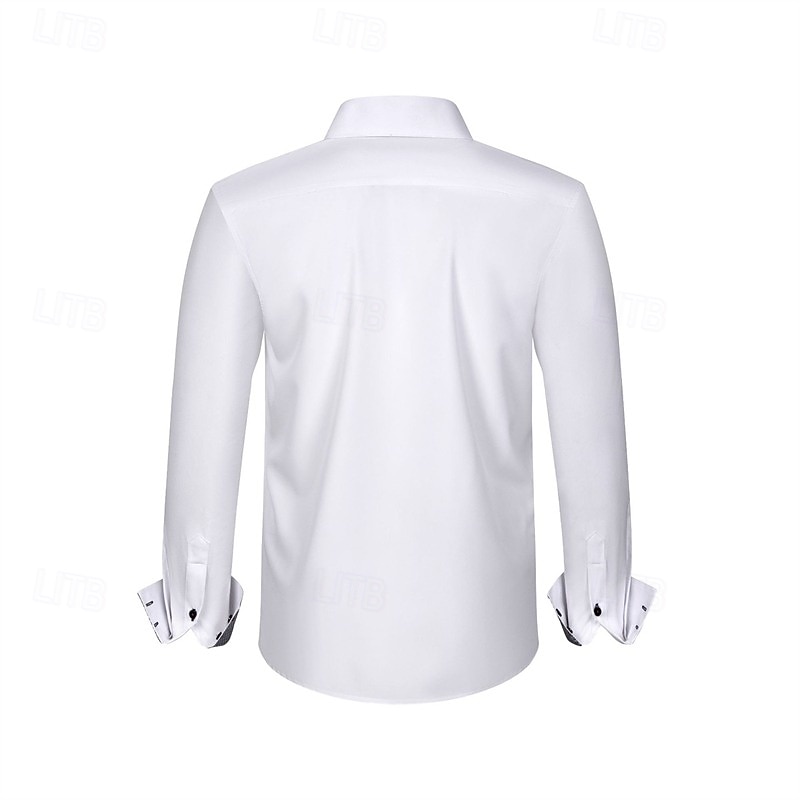 Men's Dress Shirt Button Down Shirt Wrinkle Resistant Wedding Outdoor White Pink Long Sleeve Turndown Summer Spring Clothing Apparel4