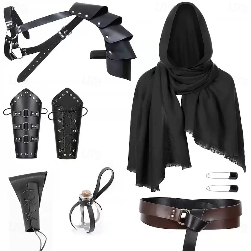 Punk & Gothic Medieval Renaissance Waist Belt Wristband Knight Ritter Viking Archery Fancy Dress Men's Women's Unisex Viking Fantasy Masquerade Performance Stage LARP Adults' Scarf Waist Belt Wristlet4