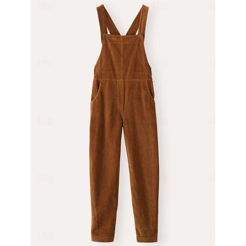 Women's Normal Overall Active Solid Color Sleeveless Square Neck Pocket Vacation Daily Loose Fit Brown Green Spring2