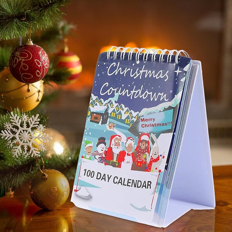 2025 100-Day Christmas Countdown Calendar Xmas Tear Off Countdown Desk Calendar, Desktop Advent Calendars, 100 Days Interactive Wall Art Home Decor Desk3