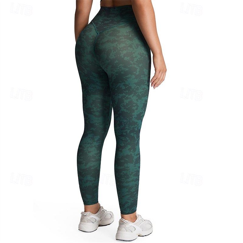 Women's Capri Leggings Yoga Leggings Tummy Control Gym Athletic Running Bottoms Printing White Navy Blue Brown Fall Sports Activewear Slim