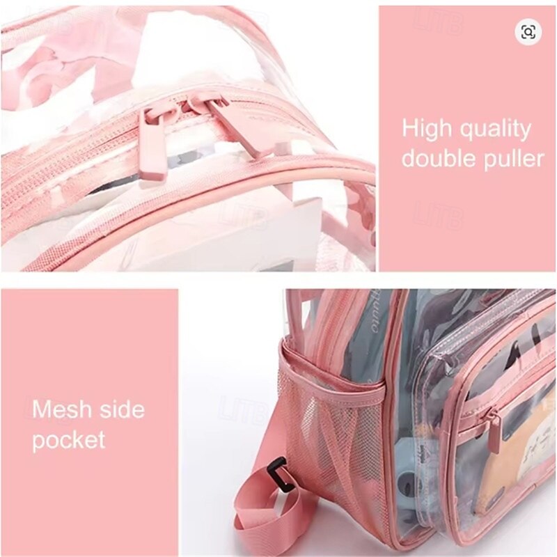 Casual Transparent Waterproof PVC Jelly Rucksack Storage Bag Student Backpack3