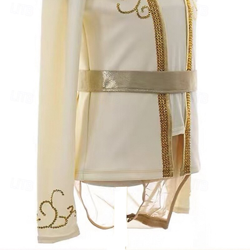 Figure Skating Dress Women's Girls' Ice Skating Dress Light Yellow Patchwork Thumbhole Mesh Spandex Stretchy Training Practice Professional Skating Wear Thermal Warm Crystal / Rhinestone Long Sleeve4