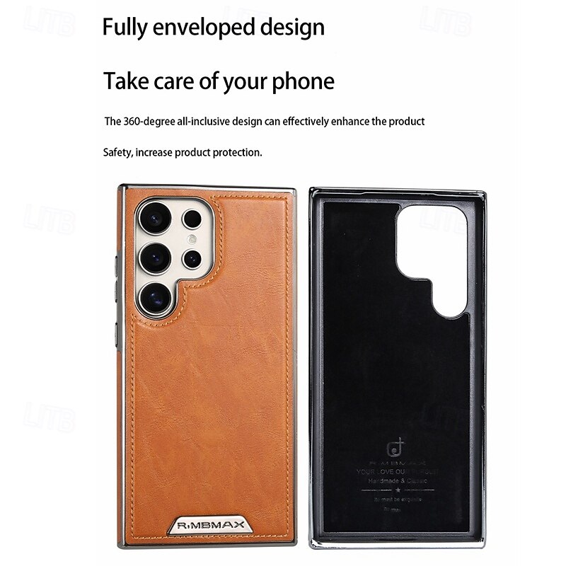 Phone Case For Samsung Galaxy S25 Ultra S24 Ultra Plus S23 Ultra Plus Back Cover Support Wireless Charging Shockproof Retro TPU PU Leather2