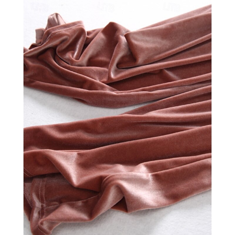 Women's Wide Leg Corduroy Pants Slacks Streetwear Casual Full Length Natural Plain Elastic Drawstring Design Comfortable Street Holiday Weekend Pink Fall Regular Fit3