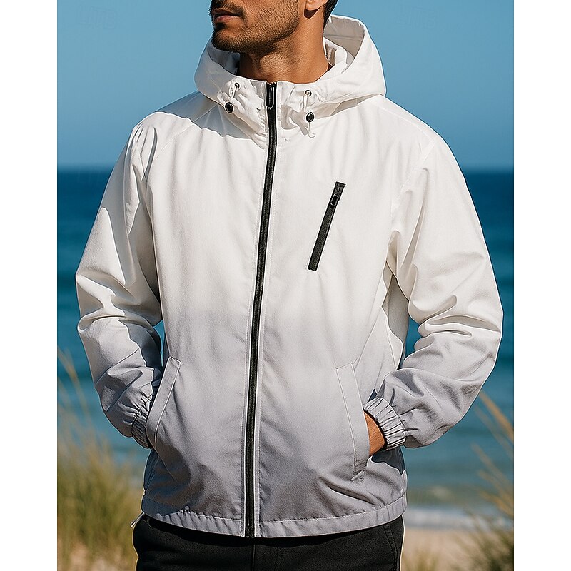 Men's Windbreaker Softshell Jacket Hiking Jacket Outdoor Waterproof Windproof Hiking Outfits Hiking Clothes Spring Autumn / Fall Top Camping / Hiking / Caving Running Gradient Purple Grey