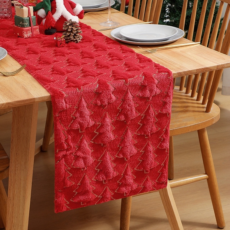 Christmas Table Runner Table Flag with 3D Quilted Sequins Embroidery - Holiday Table Runner for Dining Decor, Xmas Party & Mall Display3